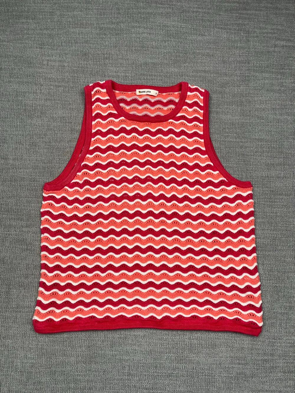 Marine Layer Fay Vest Women's Small Red Swirl Crochet Striped Sleeveless